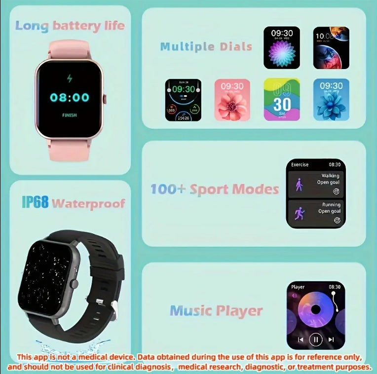 ZL54CJ Smartwatch – 1.83” HD Touch Display, Fitness Tracker, Heart Rate & Sleep Monitor, Waterproof Sports Watch for Men & Women