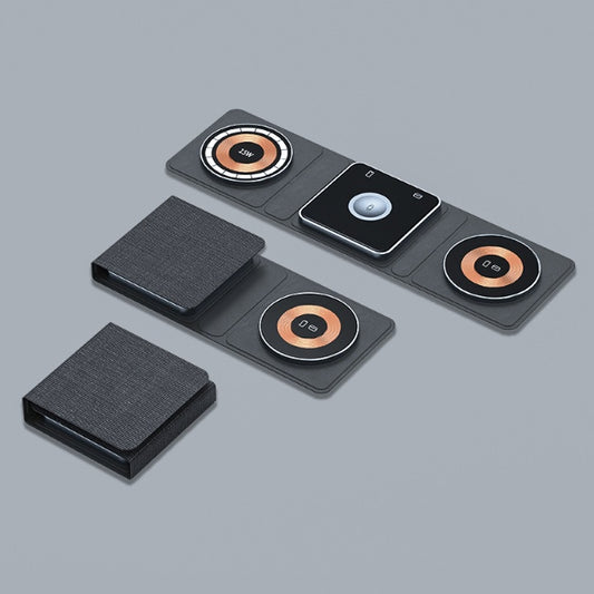 3-in-1 Magnetic Wireless Charger Station for iPhone, Apple Watch & AirPods – Foldable Fast Charging Dock