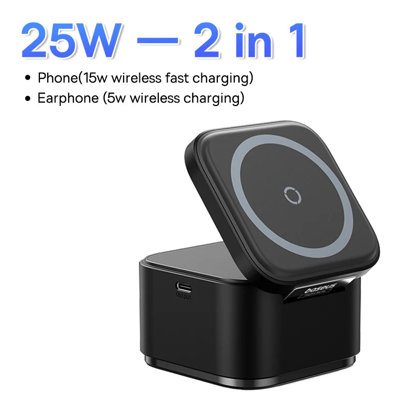 🔋 Baseus 3-in-1 Magnetic Wireless Charger Stand | 25W Fast Charging Dock for iPhone, Apple Watch & AirPods