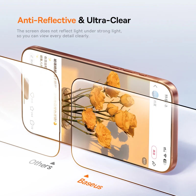 Baseus iPhone 12–17 Screen Protector – Tempered Glass HD Clear Guard
