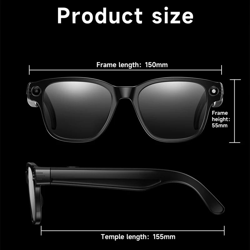 Smart Glasses with 8MP HD Camera, Bluetooth Music, AI Voice Assistant & Real-Time Translation