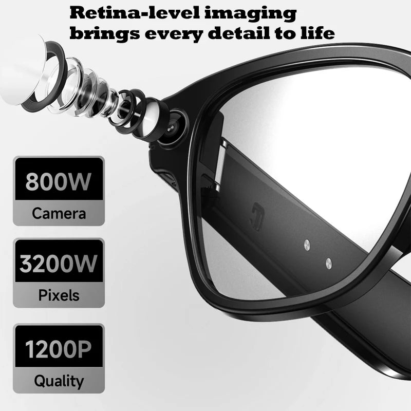 Smart Glasses with 8MP HD Camera, Bluetooth Music, AI Voice Assistant & Real-Time Translation