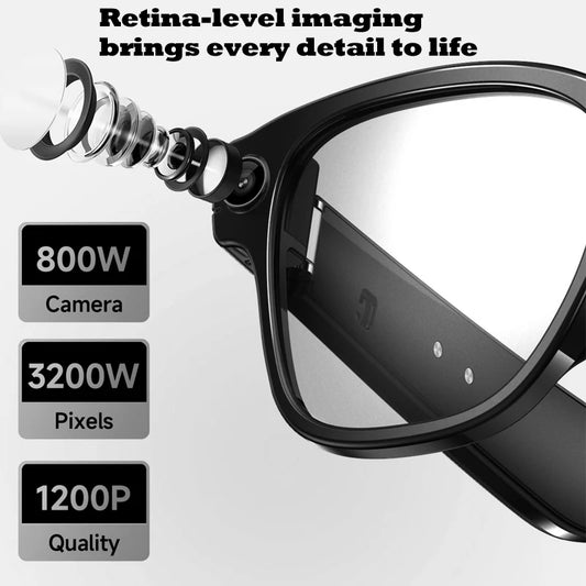Smart Glasses with 8MP HD Camera, Bluetooth Music, AI Voice Assistant & Real-Time Translation