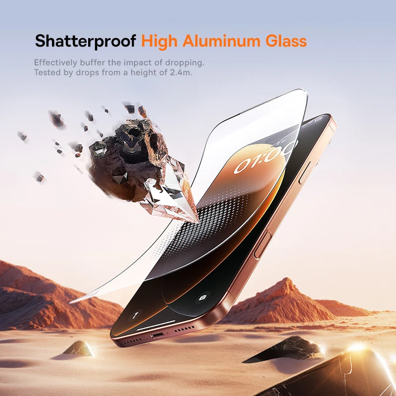 Baseus iPhone 12–17 Screen Protector – Tempered Glass HD Clear Guard