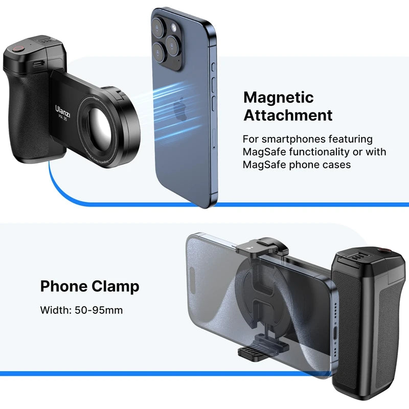 Ulanzi MA35 MagSafe Bluetooth Smartphone Grip – Camera Shutter Handle for Vertical & Horizontal Shooting