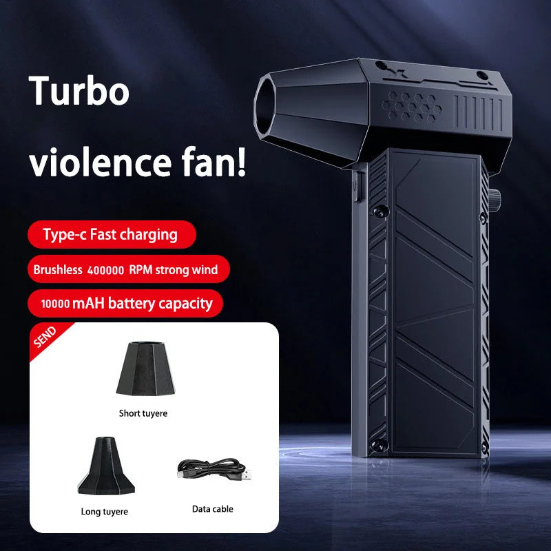Violent Fan 400000RPM Powerful Air Blower Vacuum Dust Cleaner Type-C Charging Strong Winds 53m/s Brushless Turbo Blower