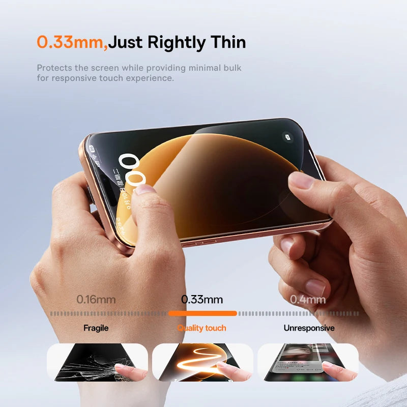 Baseus iPhone 12–17 Screen Protector – Tempered Glass HD Clear Guard
