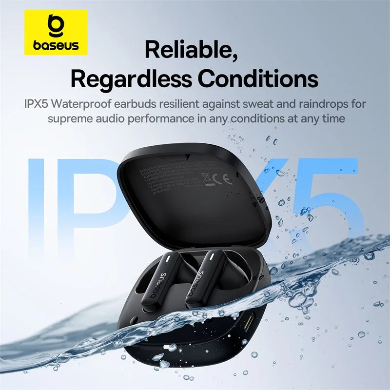 Voltivo | Baseus Bowie E19 Wireless Earbuds with Active Noise Cancelling, 30H Battery, Bluetooth 5.3, IPX4 Waterproof, HiFi Sound - Black