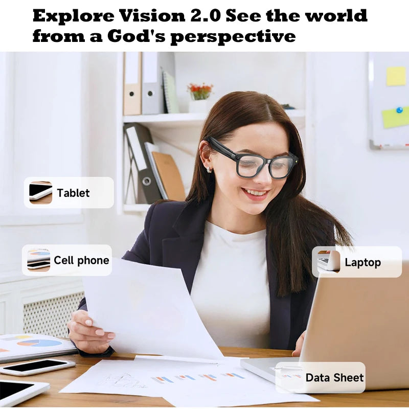 Smart Glasses with 8MP HD Camera, Bluetooth Music, AI Voice Assistant & Real-Time Translation