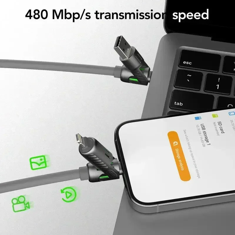 ⚡ Voltivo™ 4-in-1 240W Fast Charging Cable (USB, Lightning, Type-C)