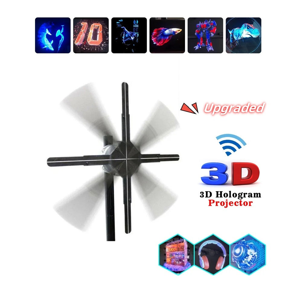 Upgraded 3D Hologram Fan Projector – Naked Eye 3D Advertising Display Light (Free Shipping)
