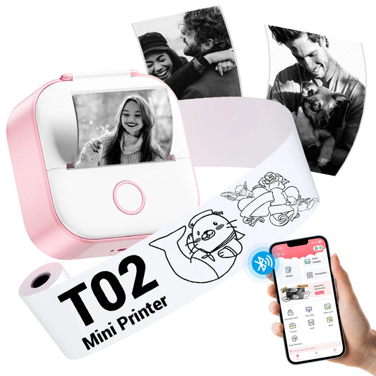 Phomemo T02 Mini Pocket Printer – Portable Bluetooth Thermal Sticker & Label Maker (Inkless, 203DPI)