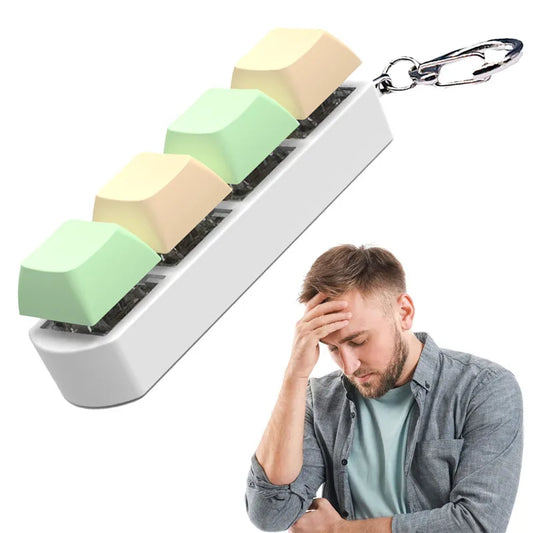 Keyboard Fidget Toy Keychain – 4 Clicker Buttons for Stress Relief
