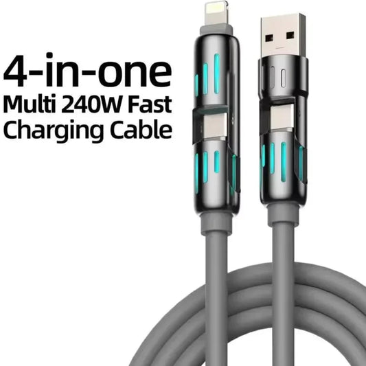 ⚡ Voltivo™ 4-in-1 240W Fast Charging Cable (USB, Lightning, Type-C)