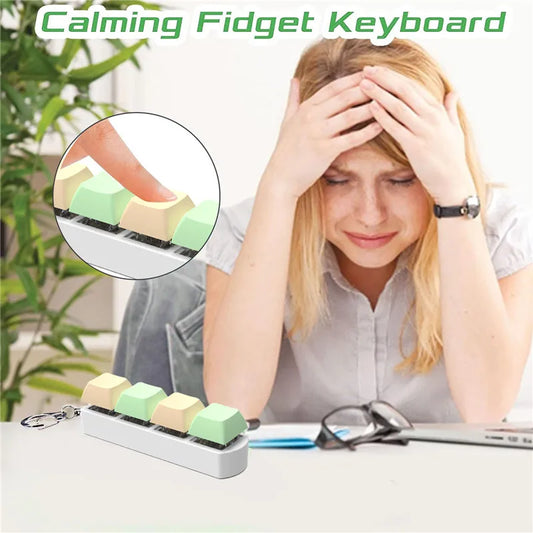 Keyboard Fidget Toy Keychain – 4 Clicker Buttons for Stress Relief